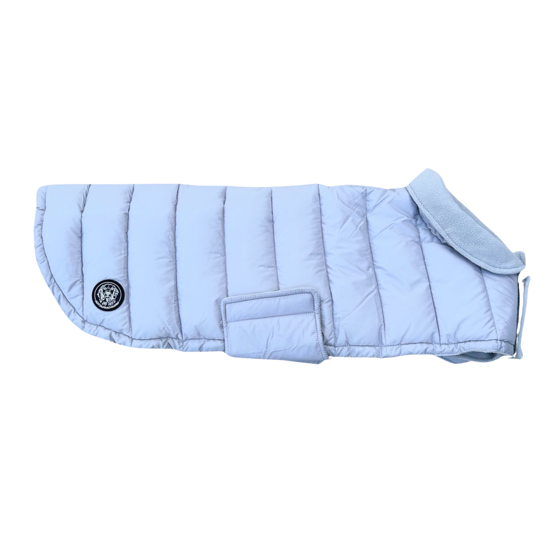 Light blue dog coat on a white background