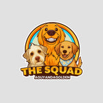 Logo featuring three dogs with 'The Squad' text on a gray background